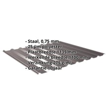 Damwandplaat 20/1100 | Dak | Staal 0,75 mm | 25 µm Polyester | 8017 - Chocoladebruin #2