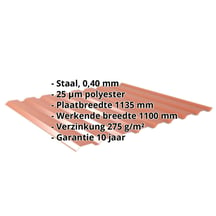 Damwandplaat 20/1100 | Gevel | Restpartij | Staal 0,40 mm | 25 µm Polyester | 8004 - Koperbruin #2