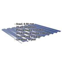 Damwandplaat 20/1100 | Gevel | Staal 0,50 mm | 25 µm Polyester | 5010 - Gentiaanblauw #2