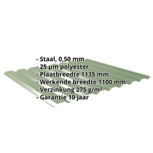 Damwandplaat 20/1100 | Gevel | Staal 0,50 mm | 25 µm Polyester | 6011 - Resedagroen #2