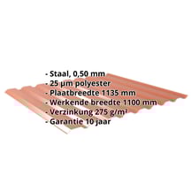 Damwandplaat 20/1100 | Gevel Staal 0,50 mm | 25 µm Polyester | 8004 - Koperbruin Damwandplaat 20/1100 | Gevel | Staal 0,50 mm | 25 µm Polyester | 8004 - Koperbruin #2