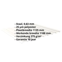 Damwandplaat 20/1100 | Gevel | Staal 0,63 mm | 25 µm Polyester | 9010 - Zuiverwit #2