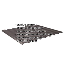 Damwandplaat 20/1100 | Gevel | Staal 0,50 mm | 35 µm Mattpolyester | 32 - Donkerbruin #2