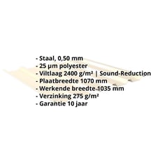 Damwandplaat 35/207 | Dak | Anti-Drup 1000 g/m² | Staal 0,50 mm | 25 µm Polyester | 1015 - Licht ivoorkleuri #2