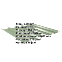 Damwandplaat 35/207 | Dak | Anti-Drup 1000 g/m² | Staal 0,50 mm | 25 µm Polyester | 6011 - Resedagroen #2