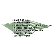 Damwandplaat 35/207 | Dak | Anti-Drup 1000 g/m² | Staal 0,50 mm | 25 µm Polyester | 6002 - Loofgroen #2