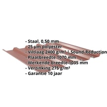 Damwandplaat 35/207 | Dak | Anti-Drup 1000 g/m² | Staal 0,50 mm | 25 µm Polyester | 8012 - Roodbruin #2