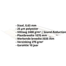 Damwandplaat 35/207 | Dak | Anti-Drup 1000 g/m² | Staal 0,63 mm | 25 µm Polyester | 9010 - Zuiverwit #2