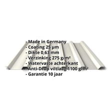Damwandplaat 35/207 | Dak | Anti-Drup 1000 g/m² | Staal 0,63 mm | 25 µm Polyester | 9010 - Zuiverwit #2