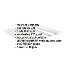 Damwandplaat 35/207 | Dak | Anti-Drup 1000 g/m² | Staal 0,63 mm | 25 µm Polyester | 9002 - Grijswit #2