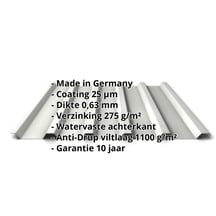 Damwandplaat 35/207 | Dak | Anti-Drup 1000 g/m² | Staal 0,63 mm | 25 µm Polyester | 9002 - Grijswit #2