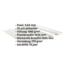 Damwandplaat 35/207 | Dak | Anti-Drup 1000 g/m² | Staal 0,63 mm | 25 µm Polyester | 9002 - Grijswit #2