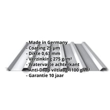 Damwandplaat 35/207 | Dak | Anti-Drup 1000 g/m² | Staal 0,63 mm | 25 µm Polyester | 9006 - Zilver-Metallic #2