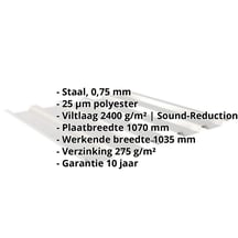 Damwandplaat 35/207 | Dak | Anti-Drup 1000 g/m² | Staal 0,75 mm | 25 µm Polyester | 9006 - Zilver-Metallic #2