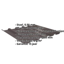 Damwandplaat 35/207 | Dak | Anti-Drup 1000 g/m² | Staal 0,50 mm | 35 µm Mattpolyester | 32 - Donkerbruin #2