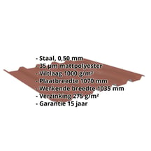 Damwandplaat 35/207 | Dak | Anti-Drup 1000 g/m² | Staal 0,50 mm | 35 µm Mattpolyester | 75 - Terracotta #2