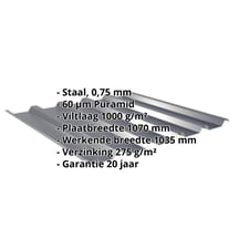 Damwandplaat 35/207 | Dak | Anti-Drup 1000 g/m² Staal 0,75 mm | 60 µm Puramid | 7016 - Antracietgrijs Damwandplaat 35/207 | Dak | Anti-Drup 1000 g/m² | Staal 0,75 mm | 60 µm Puramid | 7016 - Antracietgrijs #2