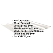 Damwandplaat 35/207 | Dak | Anti-Drup 1000 g/m² | Staal 0,75 mm | 60 µm Puramid | 9002 - Grijswit #2
