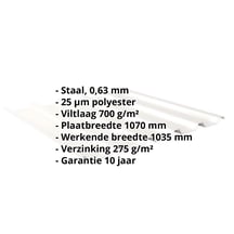 Damwandplaat 35/207 | Dak | Anti-Drup 700 g/m² | Staal 0,63 mm | 25 µm Polyester | 9010 - Zuiverwit #2