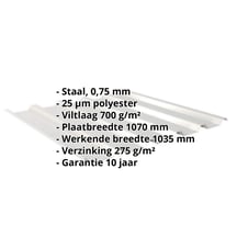Damwandplaat 35/207 | Dak | Anti-Drup 700 g/m² | Staal 0,75 mm | 25 µm Polyester | 9006 - Zilver-Metallic #2