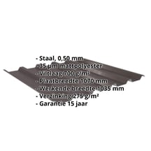 Damwandplaat 35/207 | Dak | Anti-Drup 700 g/m² | Staal 0,50 mm | 35 µm Mattpolyester | 32 - Donkerbruin #2