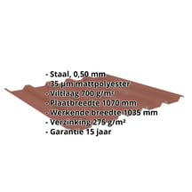 Damwandplaat 35/207 | Dak | Anti-Drup 700 g/m² | Staal 0,50 mm | 35 µm Mattpolyester | 75 - Terracotta #2