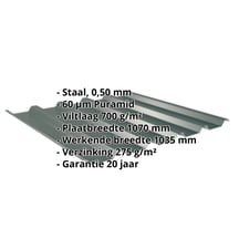 Damwandplaat 35/207 | Dak | Anti-Drup 700 g/m² | Staal 0,50 mm | 60 µm Puramid | 6005 - Mosgroen #2