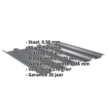 Damwandplaat 35/207 | Dak | Anti-Drup 700 g/m² | Staal 0,50 mm | 60 µm Puramid | 7016 - Antracietgrijs #2