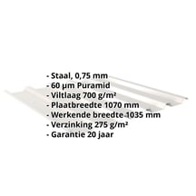 Damwandplaat 35/207 | Dak | Anti-Drup 700 g/m² | Staal 0,75 mm | 60 µm Puramid | 9002 - Grijswit #2