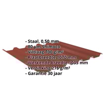 Damwandplaat 35/207 | Dak | Anti-Drup 700 g/m² | Staal 0,50 mm | 80 µm Shimoco | 3009 - Oxyderood #2