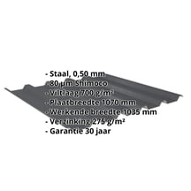 Damwandplaat 35/207 | Dak | Anti-Drup 700 g/m² Staal 0,50 mm | 80 µm Shimoco | 7016 - Antracietgrijs Damwandplaat 35/207 | Dak | Anti-Drup 700 g/m² | Staal 0,50 mm | 80 µm Shimoco | 7016 - Antracietgrijs #2