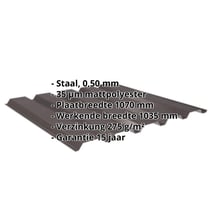 Damwandplaat 35/207 | Gevel | Staal 0,50 mm | 35 µm Mattpolyester | 32 - Donkerbruin #2