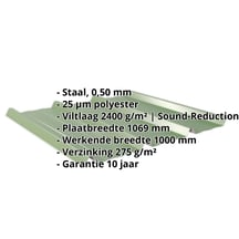 Damwandplaat 45/333 | Dak | Anti-Drup 1000 g/m² | Staal 0,50 mm | 25 µm Polyester | 6011 - Resedagroen #2