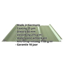 Damwandplaat 45/333 | Dak | Anti-Drup 1000 g/m² | Staal 0,50 mm | 25 µm Polyester | 6011 - Resedagroen #2