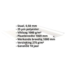 Damwandplaat 45/333 | Dak | Anti-Drup 1000 g/m² | Staal 0,50 mm | 25 µm Polyester | 9010 - Zuiverwit #2