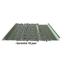 Damwandplaat 45/333 | Dak | Anti-Drup 1000 g/m² | Staal 0,63 mm | 25 µm Polyester | 6020 - Chroomoxydegroen #2