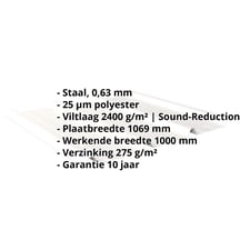 Damwandplaat 45/333 | Dak | Anti-Drup 1000 g/m² | Staal 0,63 mm | 25 µm Polyester | 9010 - Zuiverwit #2