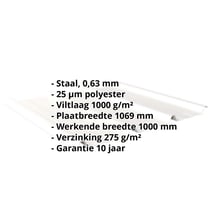 Damwandplaat 45/333 | Dak | Anti-Drup 1000 g/m² | Staal 0,63 mm | 25 µm Polyester | 9010 - Zuiverwit #2