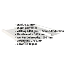 Damwandplaat 45/333 | Dak | Anti-Drup 1000 g/m² | Staal 0,63 mm | 25 µm Polyester | 9006 - Zilver-Metallic #2