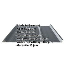 Damwandplaat 45/333 | Dak | Anti-Drup 1000 g/m² | Staal 0,75 mm | 25 µm Polyester | 7016 - Antracietgrijs #2