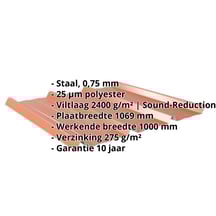 Damwandplaat 45/333 | Dak | Anti-Drup 1000 g/m² | Staal 0,75 mm | 25 µm Polyester | 8004 - Koperbruin #2