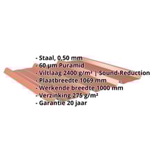 Damwandplaat 45/333 | Dak | Anti-Drup 1000 g/m² | Staal 0,50 mm | 60 µm Puramid | 8004 - Koperbruin #2