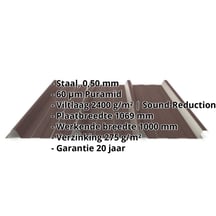 Damwandplaat 45/333 | Dak | Anti-Drup 1000 g/m² | Staal 0,50 mm | 60 µm Puramid | 8017 - Chocoladebruin #2