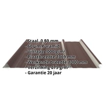 Damwandplaat 45/333 | Dak | Anti-Drup 1000 g/m² | Staal 0,50 mm | 60 µm Puramid | 8017 - Chocoladebruin #2