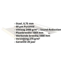 Damwandplaat 45/333 | Dak | Anti-Drup 1000 g/m² | Staal 0,75 mm | 60 µm Puramid | 9002 - Grijswit #2