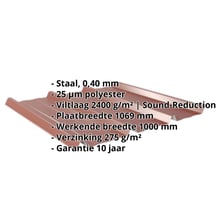 Damwandplaat 45/333 | Dak | Anti-Drup 2400 g/m² | Restpartij | Staal 0,40 mm | 25 µm Polyester | 8012 - Roodbruin #2