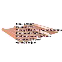 Damwandplaat 45/333 | Dak | Anti-Drup 2400 g/m² | Restpartij | Staal 0,40 mm | 25 µm Polyester | 8004 - Koperbruin #2