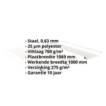 Damwandplaat 45/333 | Dak | Anti-Drup 700 g/m² | Staal 0,63 mm | 25 µm Polyester | 9010 - Zuiverwit #2