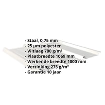 Damwandplaat 45/333 | Dak | Anti-Drup 700 g/m² | Staal 0,75 mm | 25 µm Polyester | 9006 - Zilver-Metallic #2