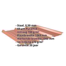 Damwandplaat 45/333 | Dak | Anti-Drup 700 g/m² | Staal 0,50 mm | 60 µm Puramid | 8004 - Koperbruin #2